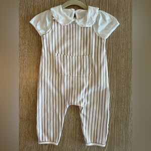 Pehr Striped Pink and White Toddler Matching Romper Set Organic Cotton